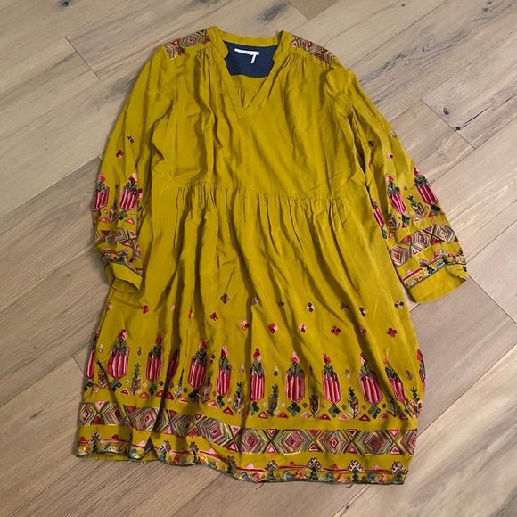 Anthropologie Sz L Embroidered V-Neck Dress by Floreat EUC. In great condition! - Picture 3 of 4